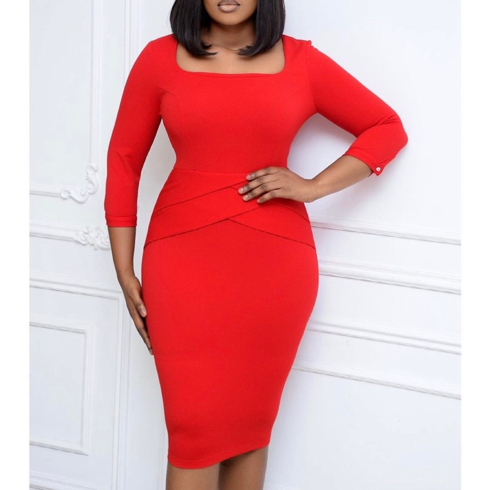 Red knee length dress